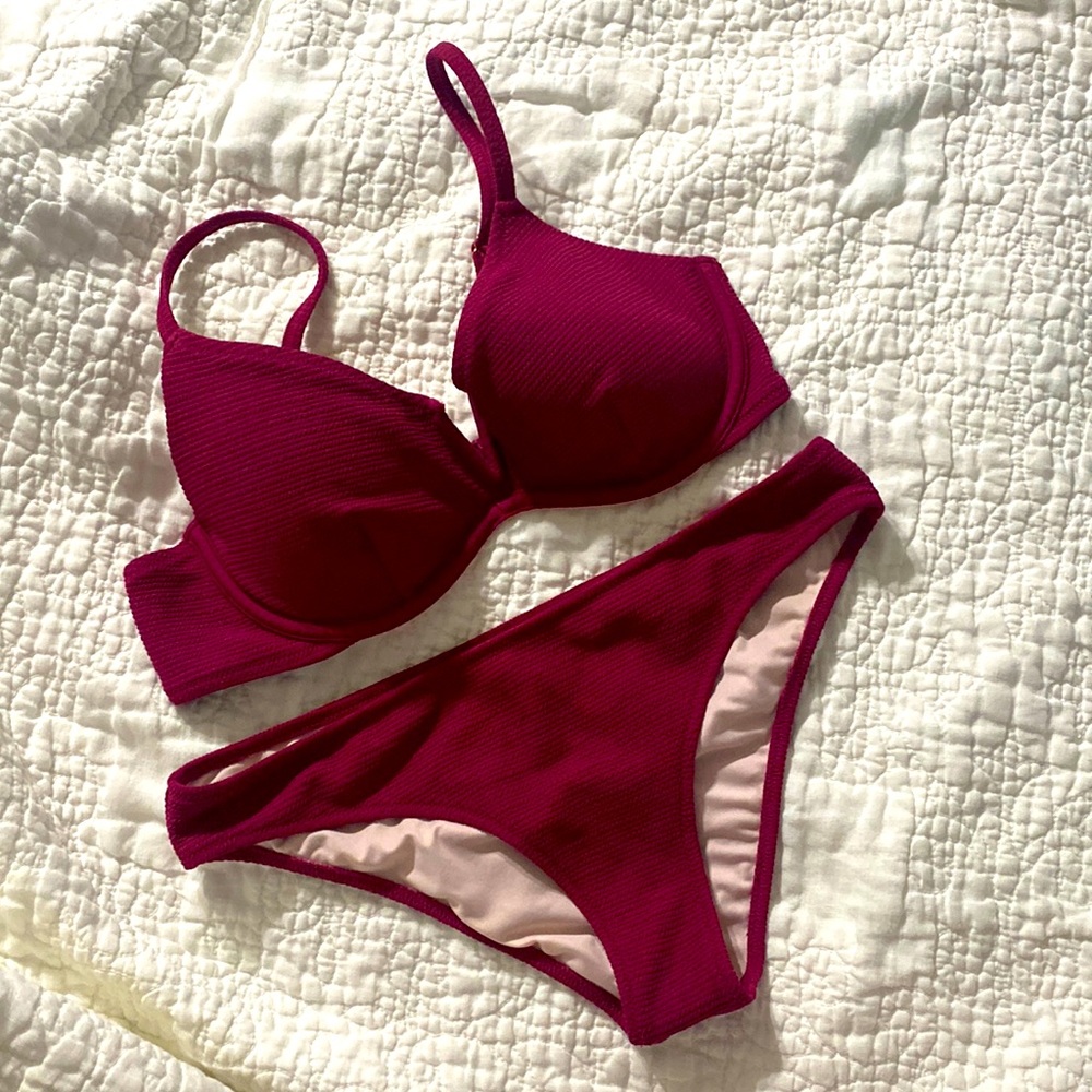 Maroon push up bikini